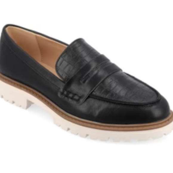 Journee Collection Black Loafers with White Sole..7.5 WC - Picture 1 of 10
